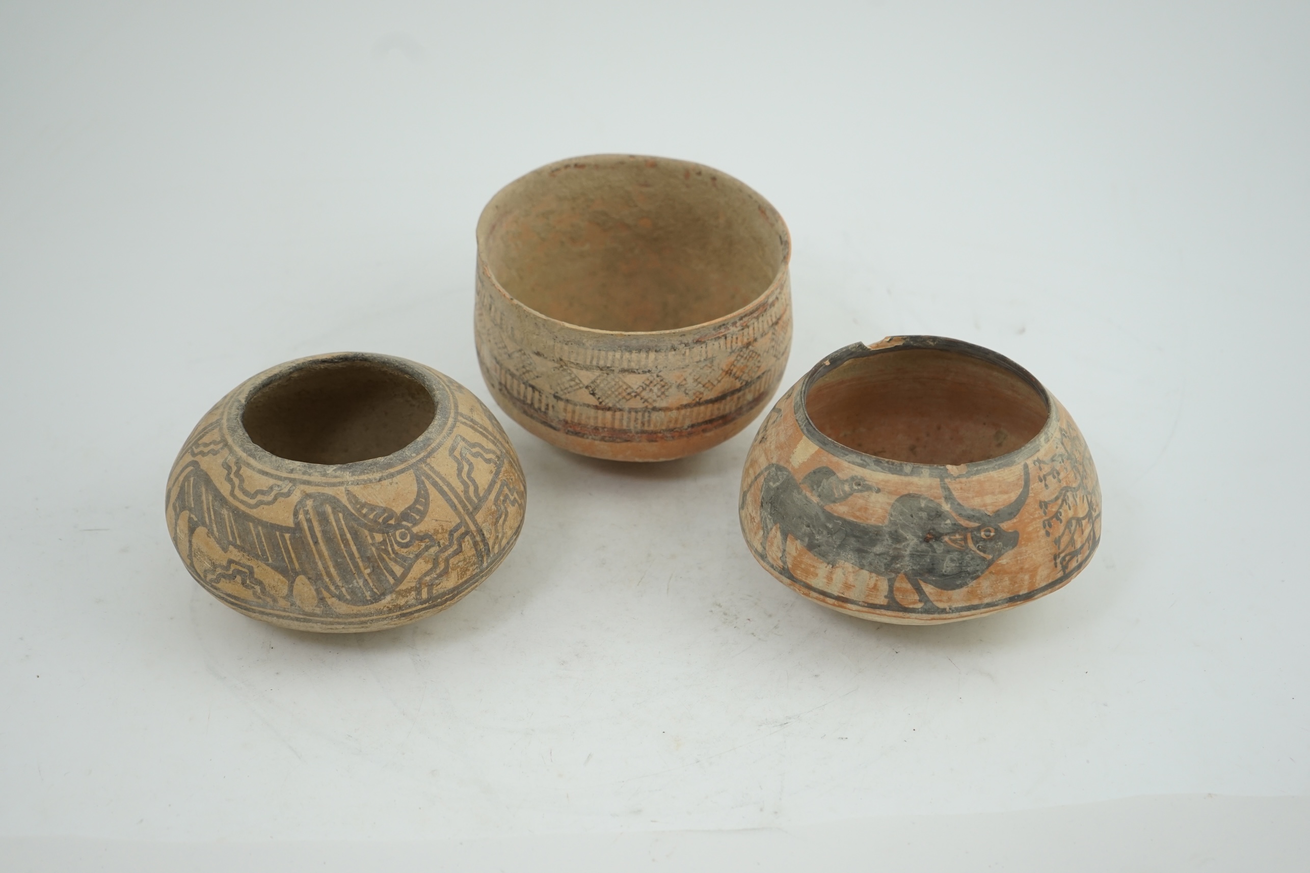 Three Indus Valley pottery bowls, 3rd-2nd millennium BC